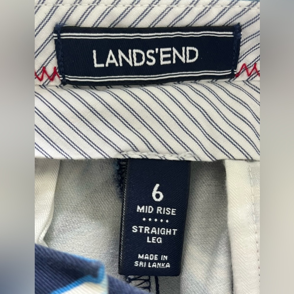 Lands' End Blue, White & Fuschia Floral Chinos with Pockets, Size 6 - Picture 9 of 11